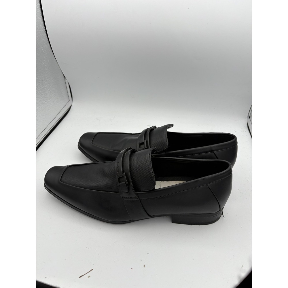 Calvin Klein Shoes Mens Size 10 Black Synthetic Slip On Square Toe Dress Loafers - Picture 2 of 7